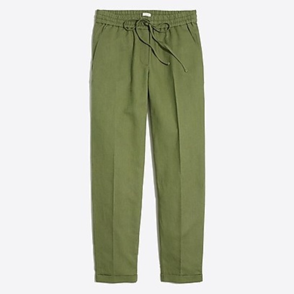 J. Crew Pants - J. Crew Olive Linen-cotton drawstring pant